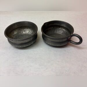 Vintage Small Pewter Sugar Bowl and Creamer Set  Norway!